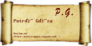 Petró Géza névjegykártya