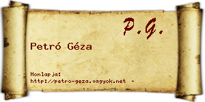 Petró Géza névjegykártya