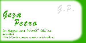 geza petro business card